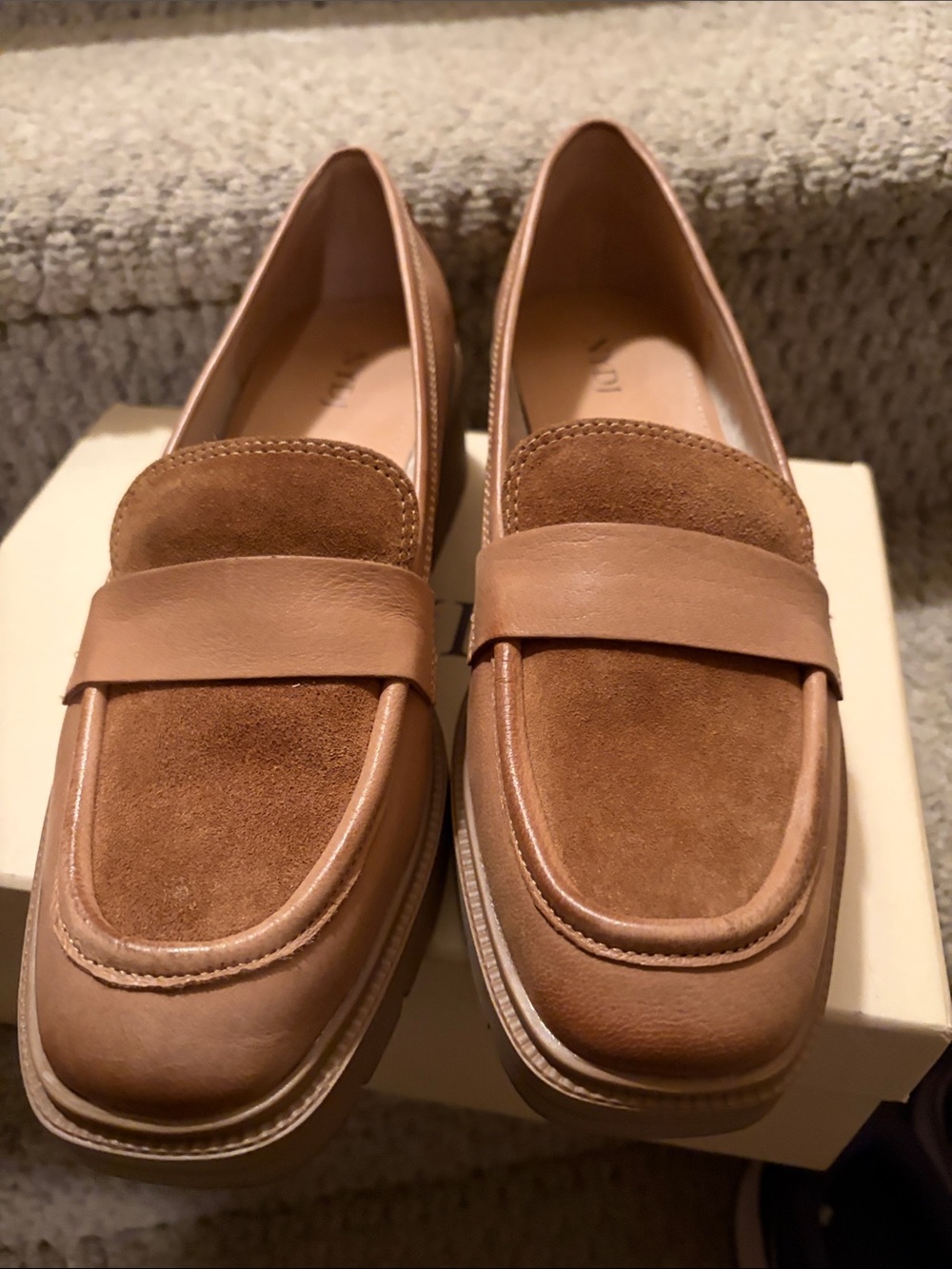 Women’s Lug Sole loafers in Brown Suede and Leather
